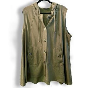 CHRISTIAN SIRIANO 2XL swing vest / sleeveless hoodie, olive jersey knit plus